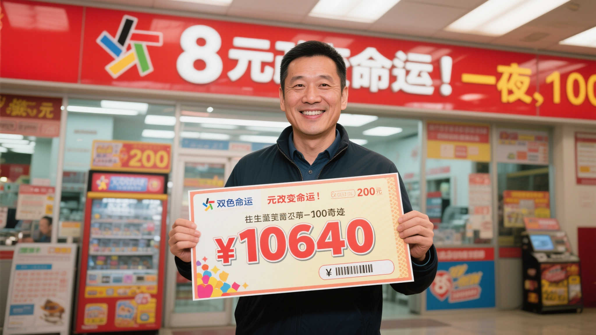 男子购彩十余年仅中200元 8元投注终揽双色球1064万