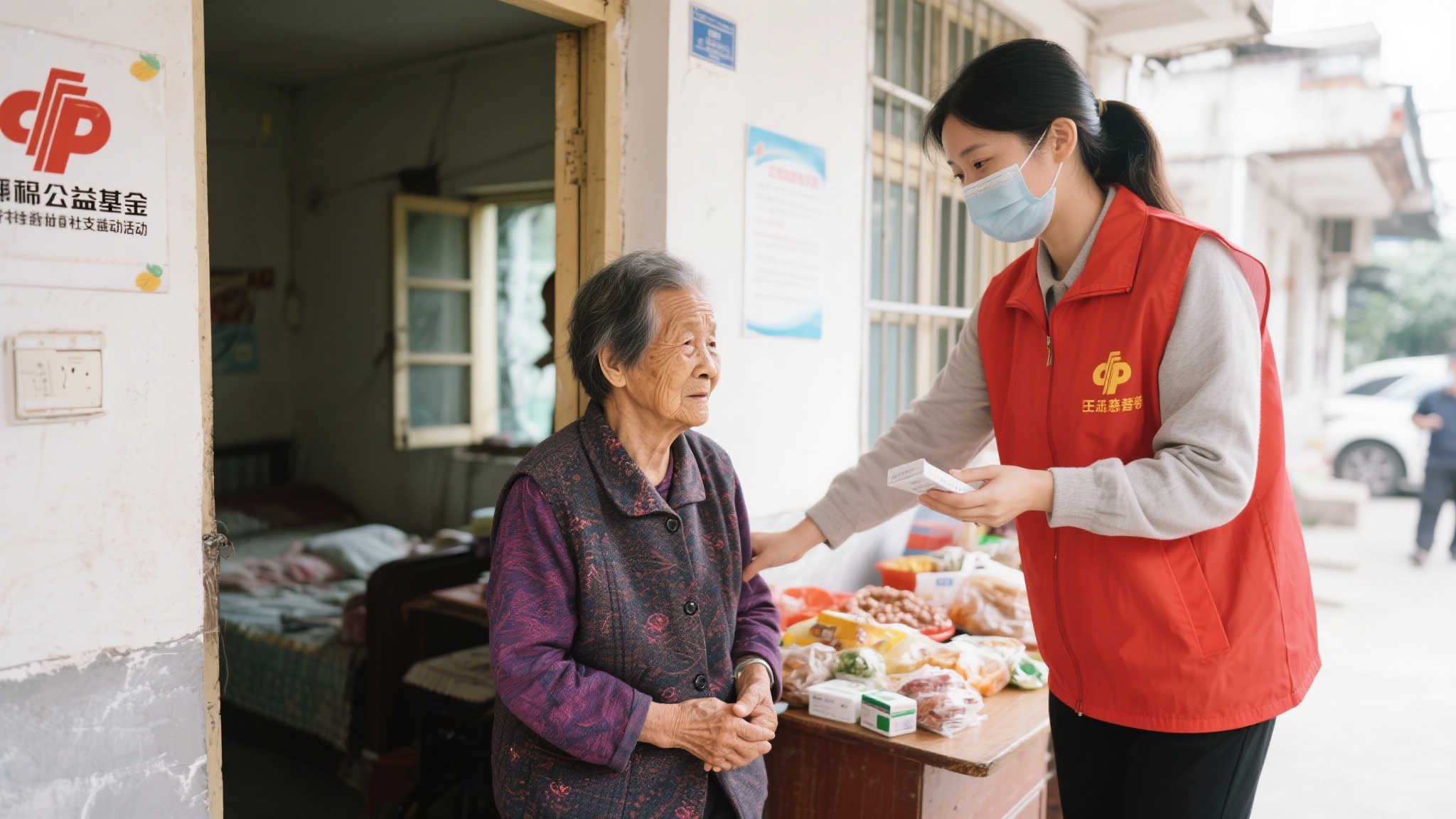 以王奶奶为例，她是一名独自在家的老人，由