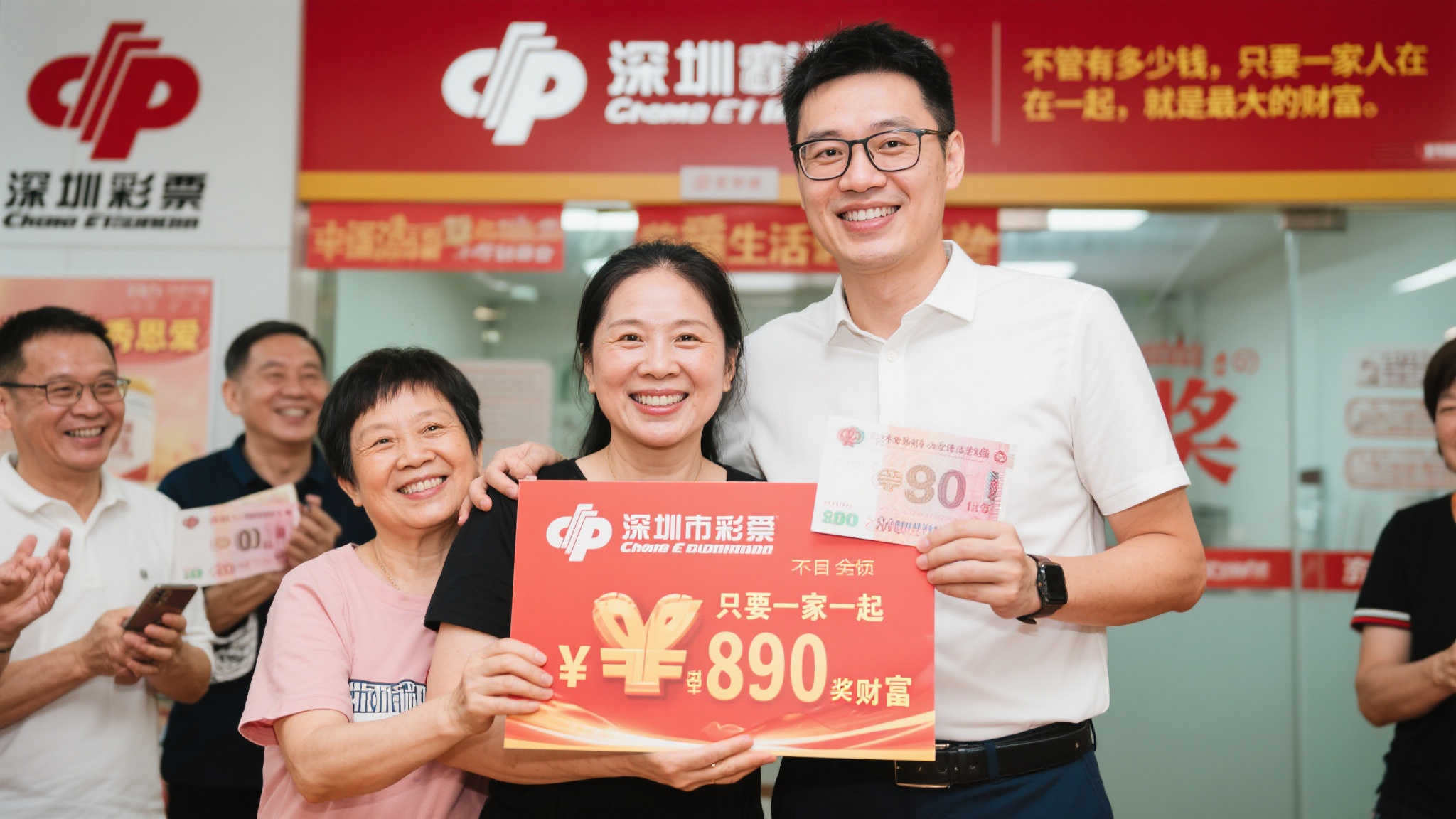 最后，这位深圳得主的“秀恩爱”行为，也让