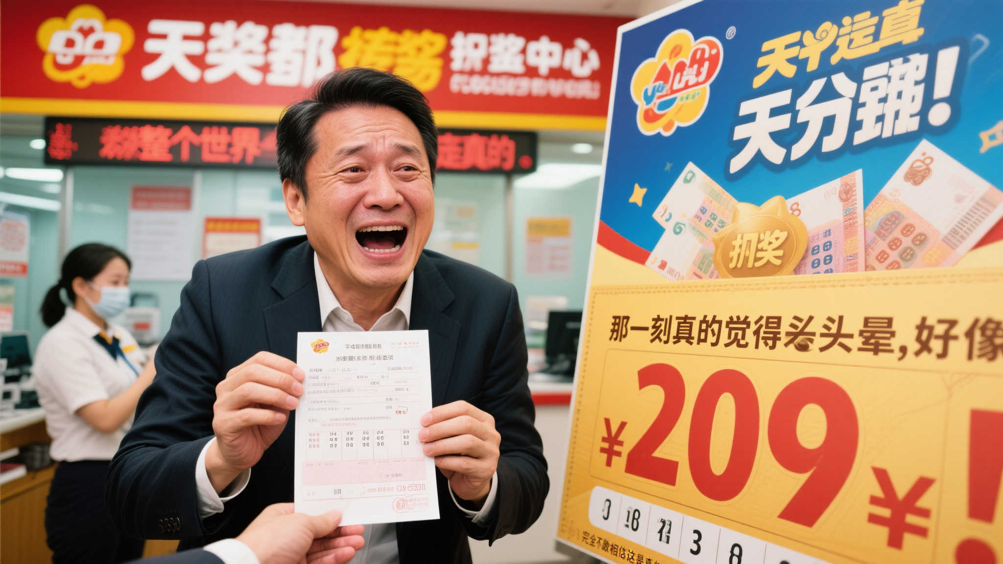 商人凭直觉选号中1580万大奖，领奖瞬间头晕目眩-图